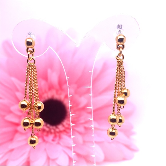 Gold Dangle Earrings - Picture 3 of 5